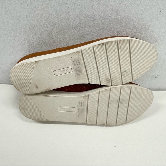 Rockport Womens Stacie Tan Faux Leather Perforated Ballet Flats Shoes Size 9 - Picture 9 of 11